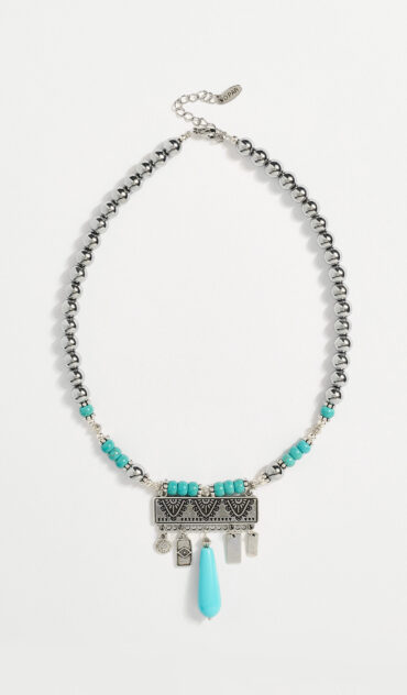 AZUREA κολιέ με χάντρα αιματίτη, τυρκουάζ χαολίτη και επάργυρα στοιχεία.