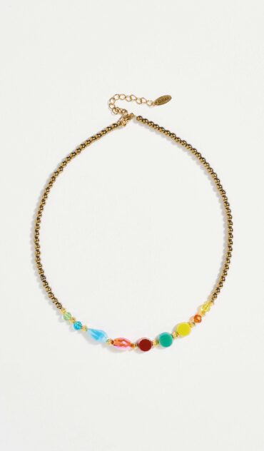 FIBULAE κολιέ με χρυσό αιματίτη και χρωματιστά κρύσταλλα.