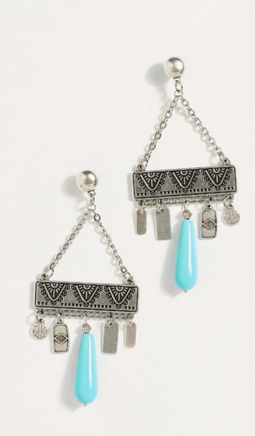 CHROMIS σκουλαρίκι με τυρκουάζ χαολίτη και επάργυρα στοιχεία.