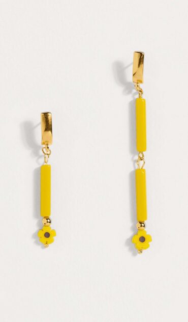 SUNNY σκουλαρίκι με γυάλινη χάντρα και λουλούδι Murano.