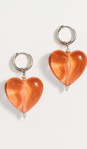 WATERMELON ατσάλινο σκουλαρίκι με ακρυλίκη διαφάνη καρδιά.