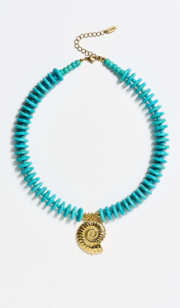 SOL κολιέ με τυρκουάζ χαολίτη και επίχρυσα στοιχεία 24Κ